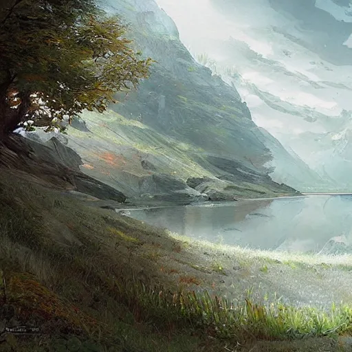 Prompt: landscape by artgerm and greg rutkowski