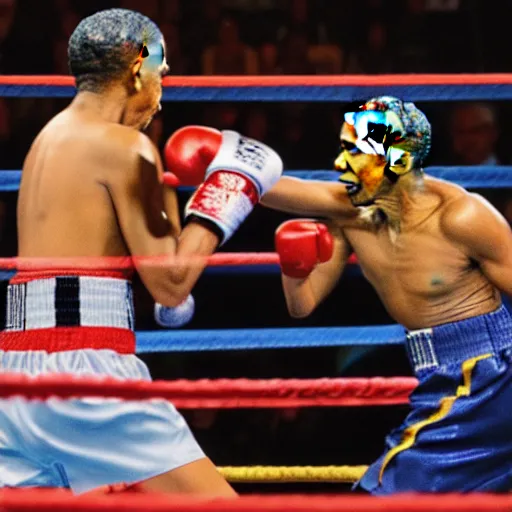 Prompt: barack obama donald trump boxing match, sports photography, telephoto lens