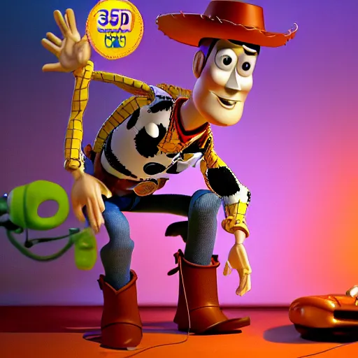 Image similar to Photorealistic creepy toy story woody in the style of ren and stimpy. Hyperdetailed photorealism, 108 megapixels, amazing depth, glowing rich colors, powerful imagery, psychedelic Overtones, 3D finalrender, 3d shading, cinematic lighting, artstation concept art