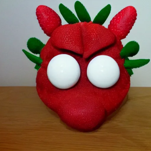 Image similar to strawberry creature with multiple eyes