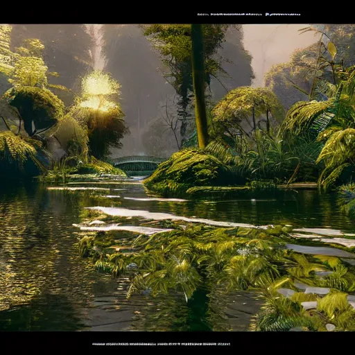 Image similar to photography river lush 8 k geometric cinematic cryengine render by james christensen, moebius, syd mead, john stephens