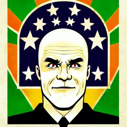 Image similar to Mr. Clean in the style of a soviet propaganda