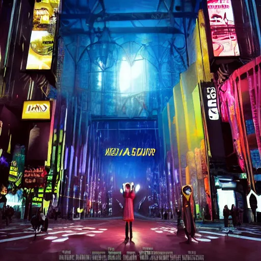 Image similar to imax, 7 0 mm. digital live - action. concept art. dramatic lighting. saturated. despicable me live - action. neo - noir science fiction.