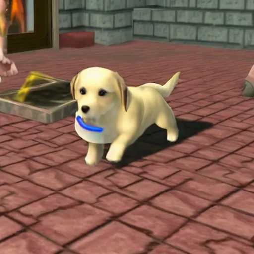 Image similar to a dog turning into a corrupted satan, nintendogs gameplay