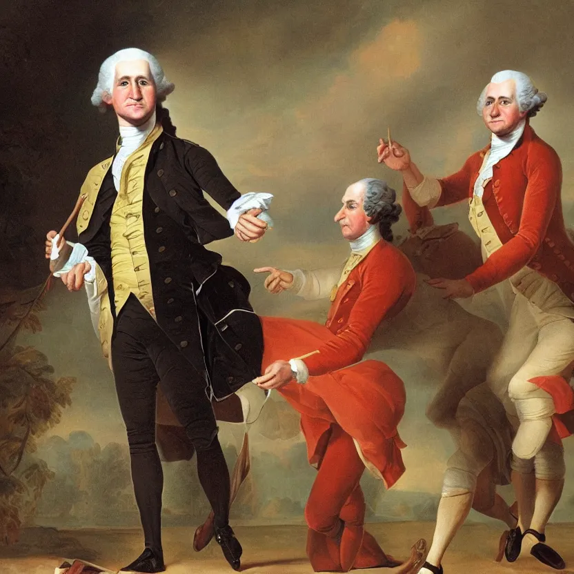 Prompt: retro George Washington with afro disco dancing