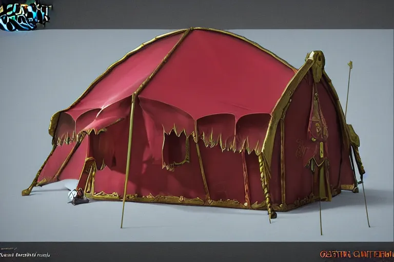 Prompt: 3d sculpt of a gothic circus tent, artstaton, League of Legends, red dead redemption2, overwatch, digital illustration