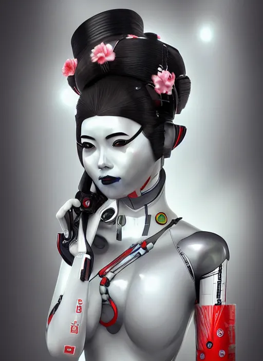 Image similar to robotic geisha, digital art, CGSociety