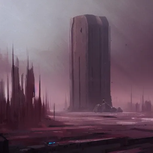 Prompt: concept art by greg rutkowski, desolate space colony exterior, megalithic brutalist buildings, harsh environment, reddish lighting, depressing atmosphere, scifi, digital painting, artstation, concept art, smooth, sharp foccus ilustration, artstation hq