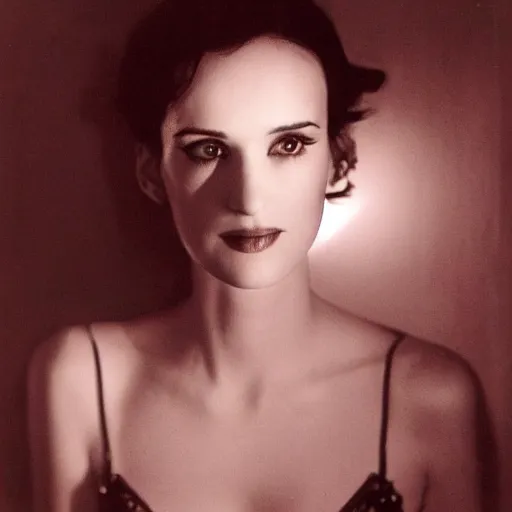 Prompt: portrait of winona ryder intricate, elegant, glowing lights, highly detailed photo by william mortensen