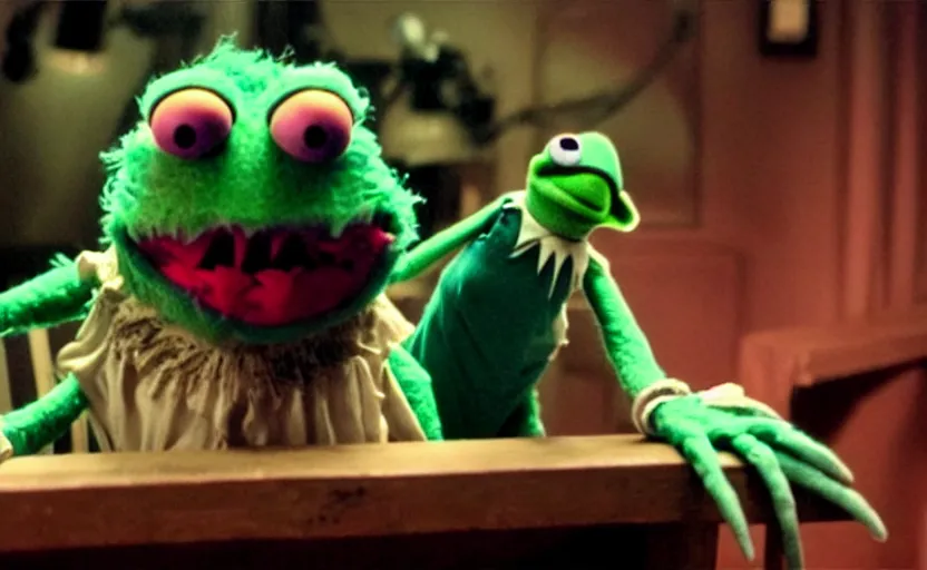 Prompt: tobe hooper evil muppets vfx film