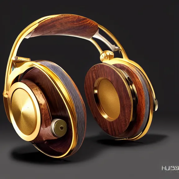 Prompt: masterpiece photo of beautiful crafted retro bismuth headphones in a silk padded leather case, gold metal, bismuth cups, leather padding, displayed on mahogany desk, modernist headphones, wood headphones beautiful well designed, hyperrealistic, audiophile, intricate hyper detail, extreme high quality, photographic, meze audio, sennheiser, hifiman, artstation