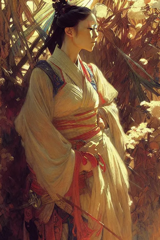 Image similar to wuxia, painting by gaston bussiere, craig mullins, greg rutkowski, alphonse mucha