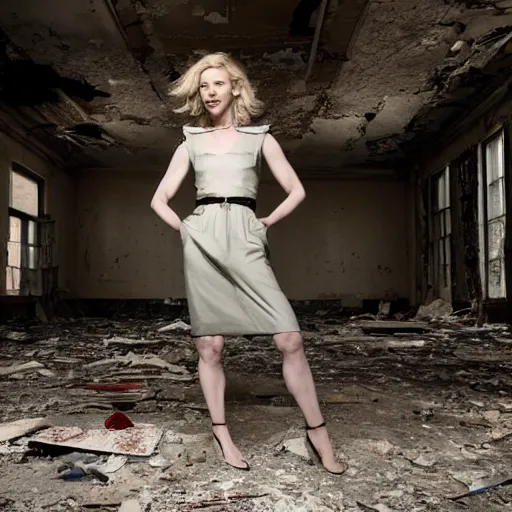 Prompt: photo of cate blanchett in an abandoned building, by Annie leibowitz, photorealisitc ,4k