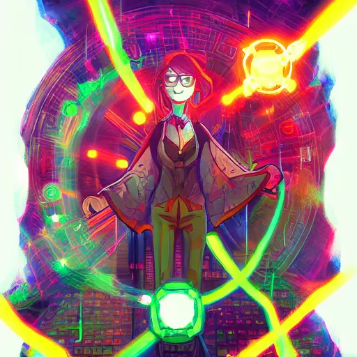 Image similar to skill magic geek inside matrix deepdream radiating a glowing aura stuff loot legends stylized digital illustration video game icon artstation lois van baarle, ilya kuvshinov, rossdraws,