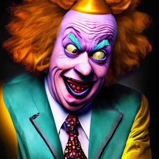 Image similar to stunning award winning hyperrealistic hdr 8 k highly detailed portrait photo of krusty the clown as a real human