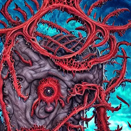 Image similar to biden became bloody ugly lovecraftian degenerate abomination, photo - realistic, color image, 2 k, highly detailed, bodyhorror, occult art, fractal structure