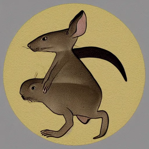 Prompt: circular logo of a muad'dib jerboa from dune