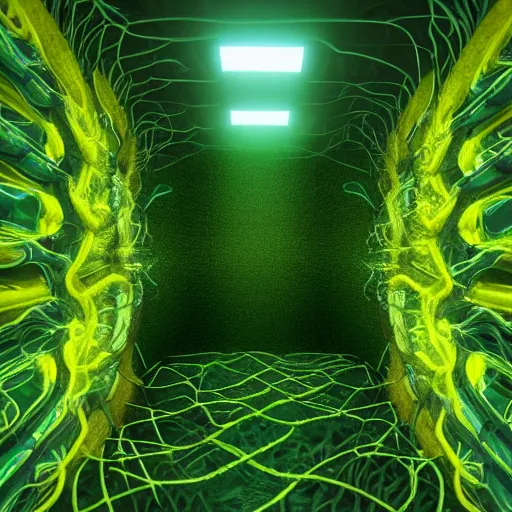 Image similar to inside the biocomputer, organic, plant, realistic