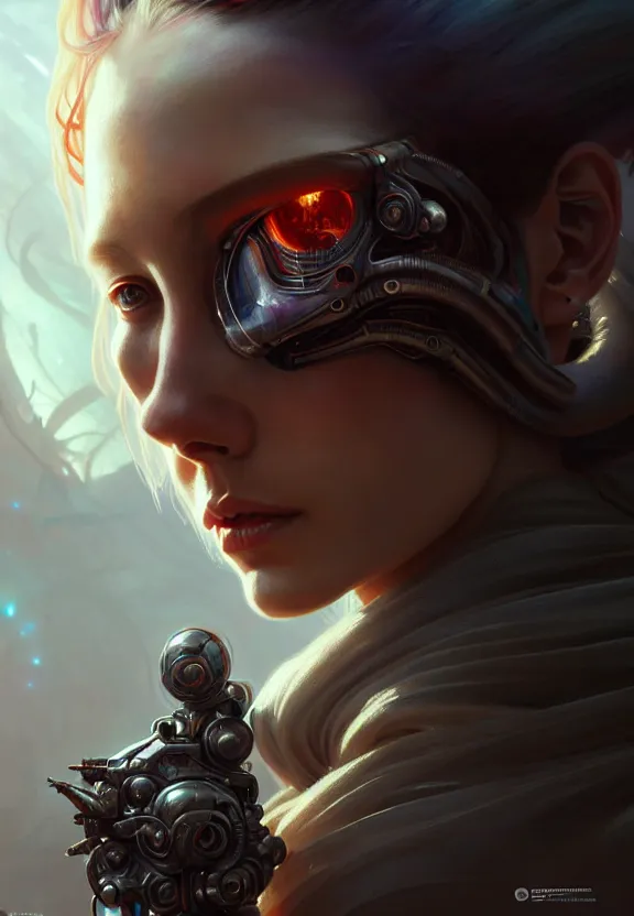 Image similar to portrait painting of a futuristic rugged female rebel, alien world, colonisation, ultra realistic, concept art, intricate details, eerie, highly detailed, photorealistic, octane render, 8 k, unreal engine. art by artgerm and greg rutkowski and alphonse mucha