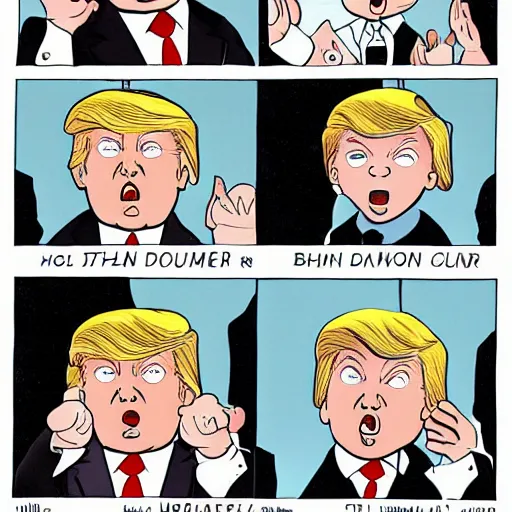 Image similar to donald trump as a big baby by chris ware