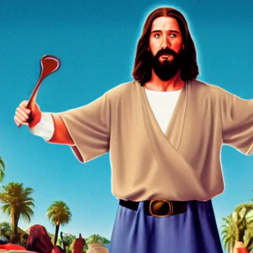 Prompt: Jesus Christ as The Dude in the Big Lebowski