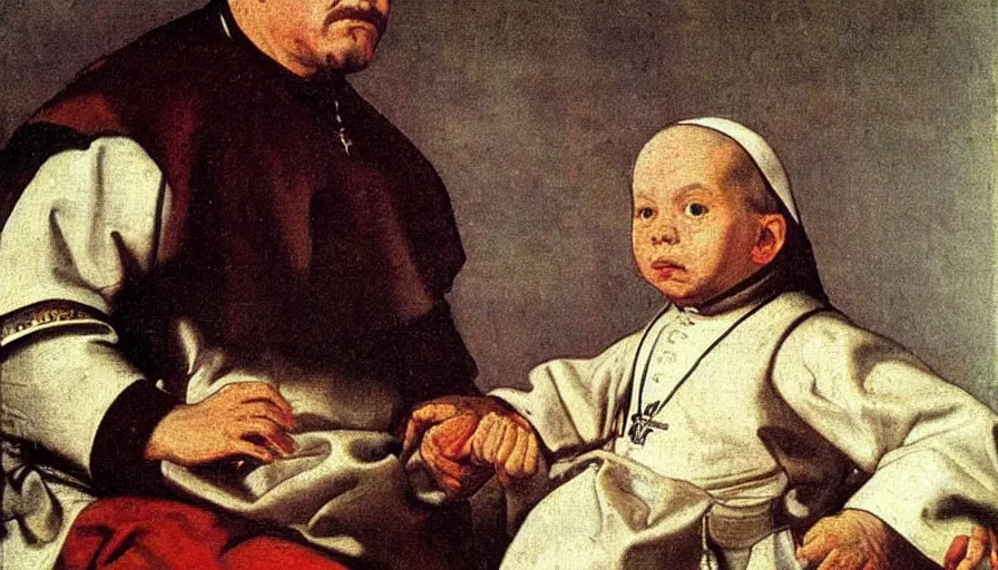 Prompt: painting by diego velazquez, pope of innocent x, detailed, stunning