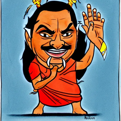 Prompt: mahinda rajapaksa as the devil, hand drawn style