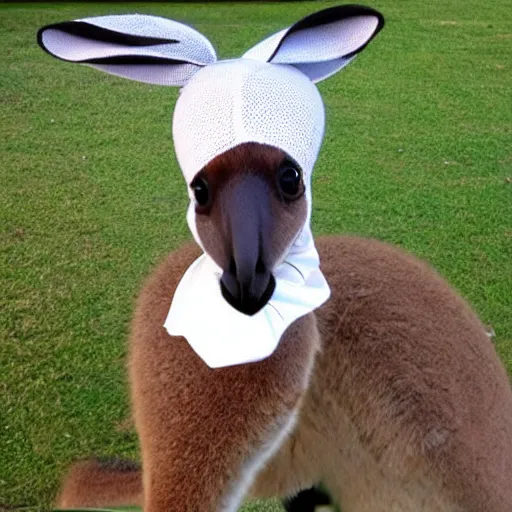 Prompt: kangaroo wearing a bonnet