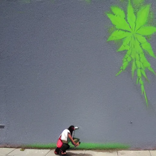 Image similar to weed spray painted on a wall