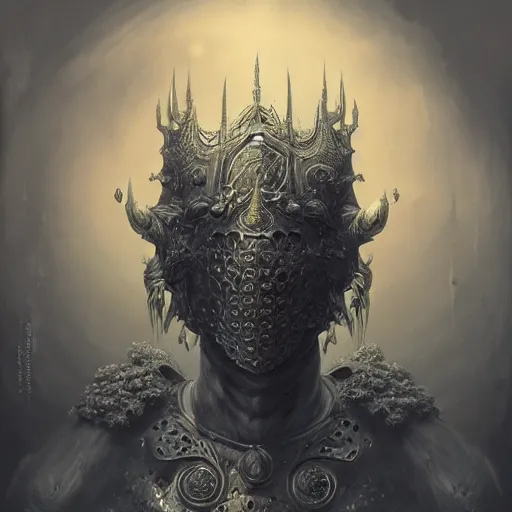 Image similar to 'a highly detailed character portrait of a radiant paladin, ornate gothic armor, intricate, digital painting, artstation, intricate, concept art, smooth, sharp focus, illustration, art by Zdzislaw Beksinski'