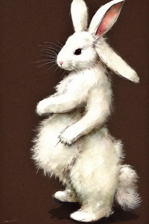 Prompt: adventurer ( ( ( ( ( 1 9 5 0 s retro future fluffy white rabbit. muted colors. ) ) ) ) ) by jean baptiste monge!!!!!!!!!!!!!!!!!!!!!!!!! chrome red