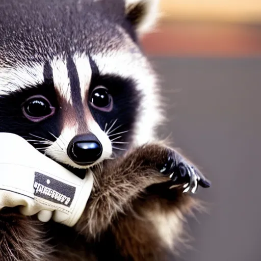 Image similar to cute kawaii raccoon wearing boxing gloves