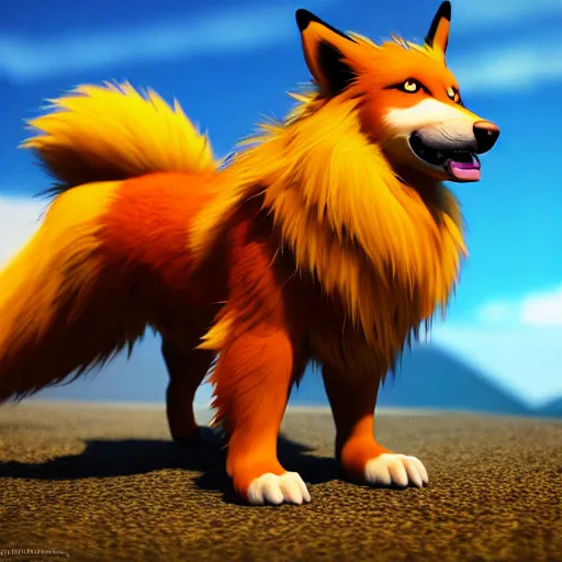 Prompt: photography of a realistic arcanine animal, ultra detailed, 8 k, cinematic lighting, natural background, trending on artstation, pokemon