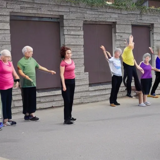 Image similar to senior citizen parkour club