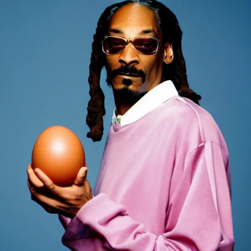 Image similar to Snoop Dogg holding an egg for a 1990s sitcom tv show, Studio Photograph, portrait, C 12.0