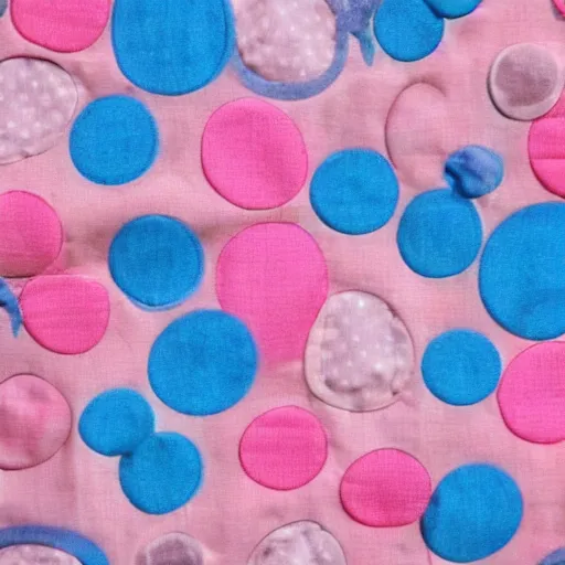 Image similar to of a piece of fabric made out of many layers, puffy, pinks and blues