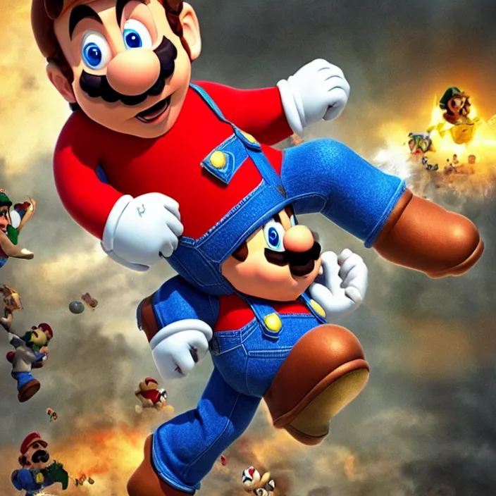 Image similar to jack black as super mario, movie still, 8 k,