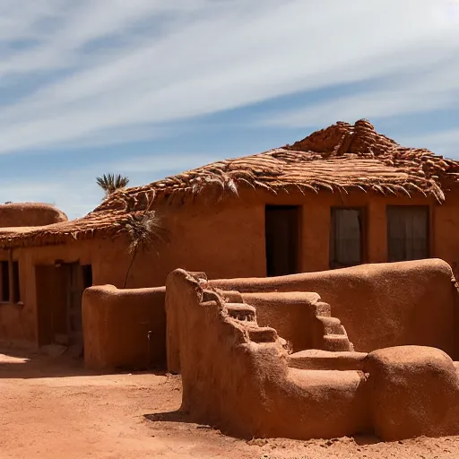 Image similar to a village of mud and bricks houses, adobe houses, in the arizona desert. Trending on 500px