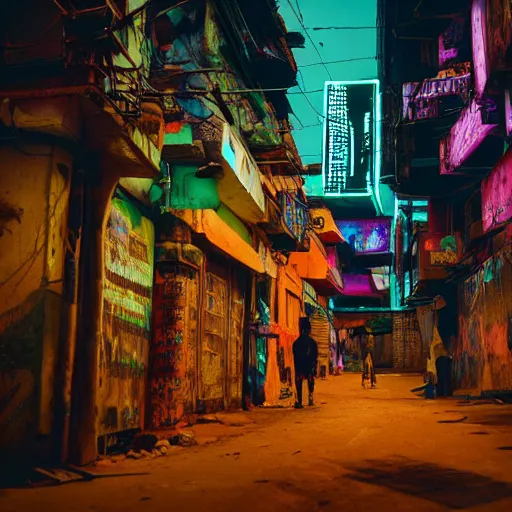 Prompt: cyberpunk indian street