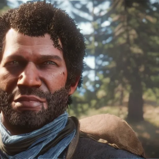 Image similar to arthur morgan with afro hair, red dead redemption 2