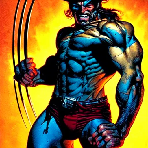 Image similar to Weapon X Wolverine, atmospheric lighting, painted, intricate, golden hour, ultra detailed by Jim Lee, Rob Liefeld, Barry Windsor Smith