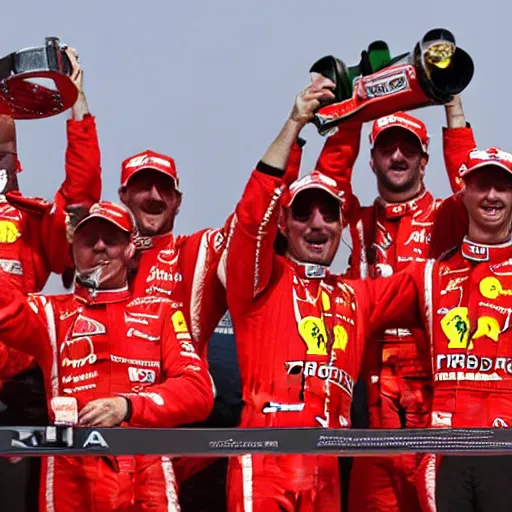 Image similar to Formula one team ferrari win World Constructors Champions, realistic, cinematic