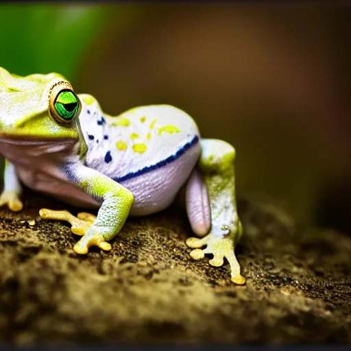 Image similar to a portrait photo of dog frog rabbit gecko, award winning photography, 5 0 mm