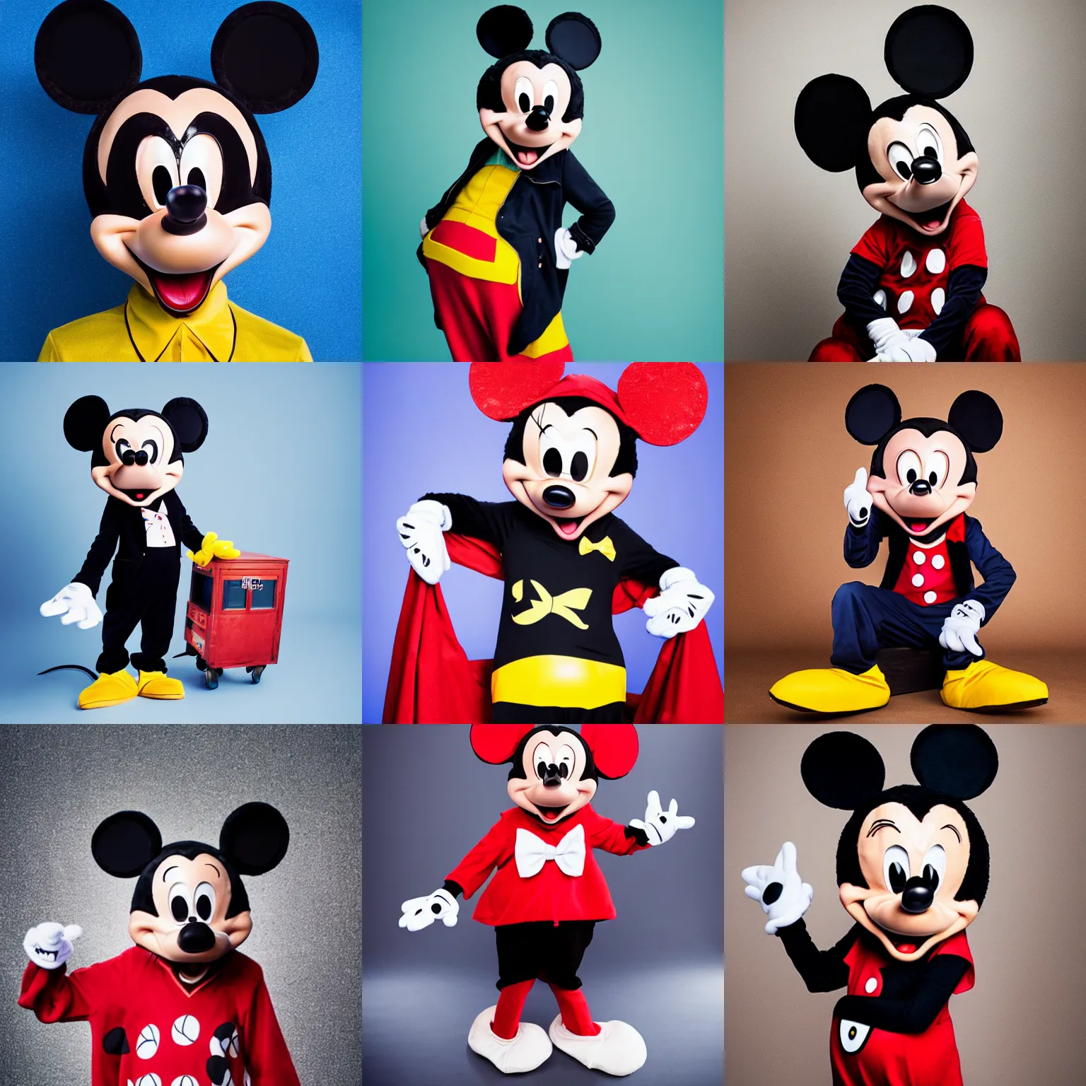 Prompt: Steve Buscemi in a Mickey Mouse costume, studio photography