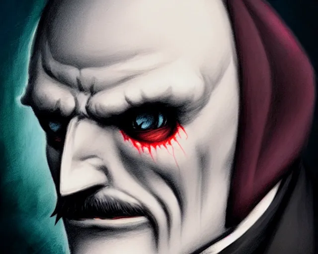 Prompt: closeup profile portrait of jack the ripper as batman, nicoletta ceccoli, mark ryden, lostfish, max fleischer, hyper realistic, artstation, illustration, digital paint, matte paint, vivid colors, bright, cheerful, detailed and intricate environment