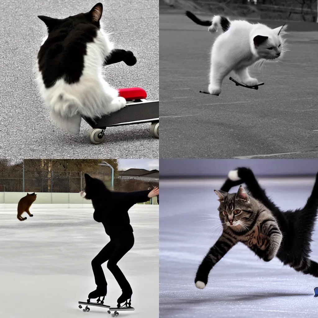 Prompt: cat skating
