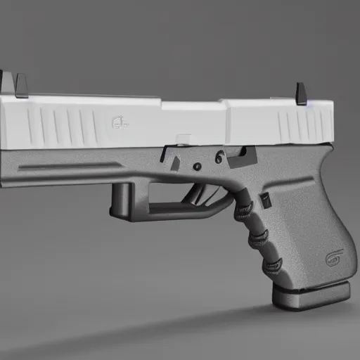 Image similar to Octane render of a Glock 18 gun against a white background, 4k, ultra HD
