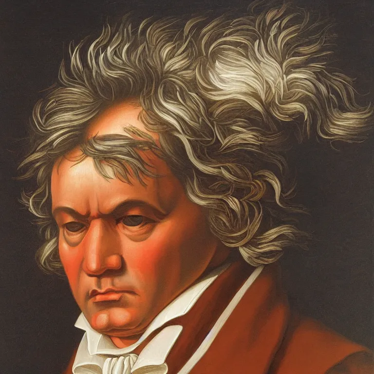 Prompt: Artwork that expresses the feelings one has listening to the music of Beethoven.