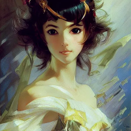 Image similar to a high fashionportrait of a cute anime girl, painting by gaston bussiere, craig mullins, j. c. leyendecker