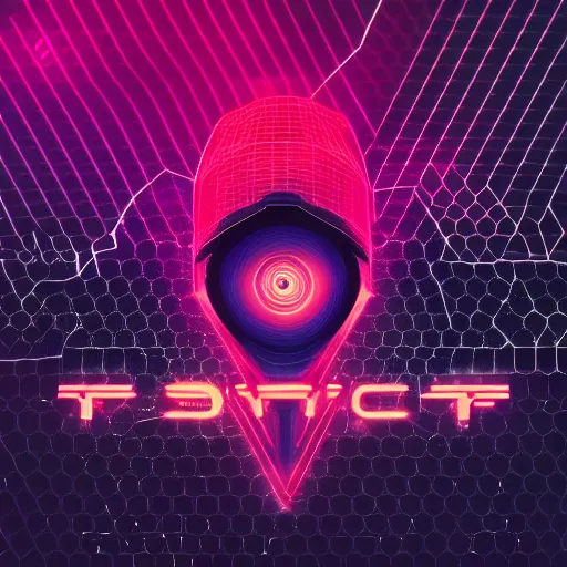 Prompt: scifi logo for a synthwave music producer, digital 3 d, black background, minimal, trending on artstation